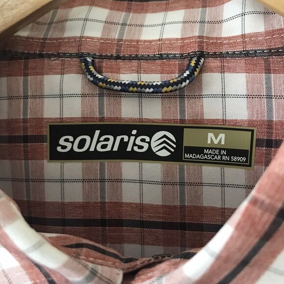 Solaris Shirt Mens Medium Plaid Vented Fishing Moisture Wicking UPF 50 NEW - Picture 2 of 6